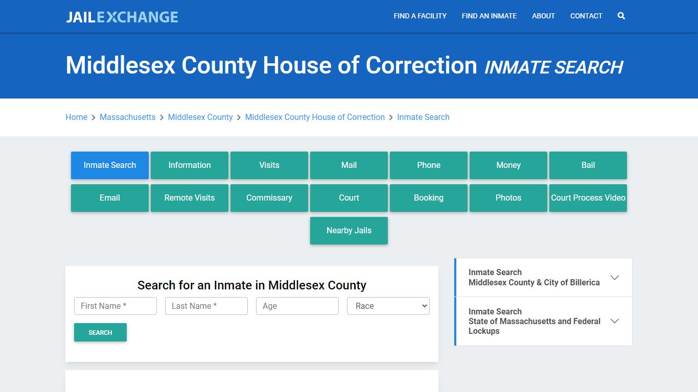 Middlesex County House of Correction Inmate Search - Jail Exchange